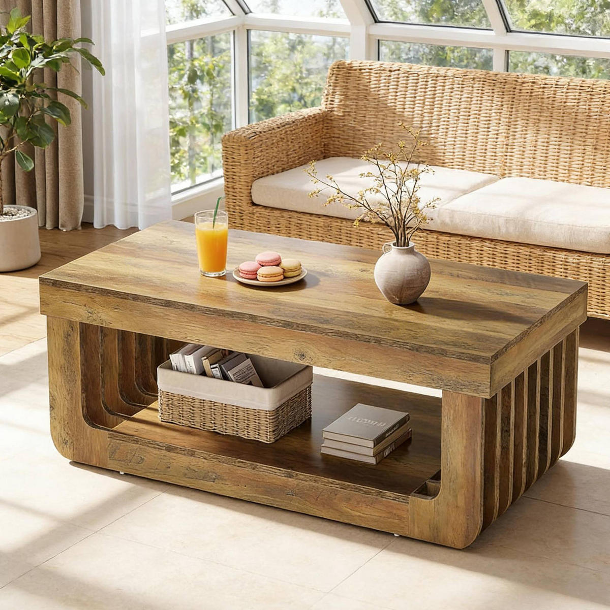 COUCHTISCH 120/60/45 cm braun aus MDF mit Ablageboden - Braun, Holzwerkstoff (60/120/45cm) - OKWISH