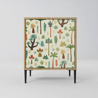 SIDEBOARD PALM SPRING, Eichefarben, 57,5x42x72,5 cm, Schwarze Metallfüße - Eichefarben/Multicolor, Holzwerkstoff/Metall (57.5/72.5/42cm) - SpaceRebels