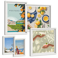 BILDER SET 5er Set - 50x50 cm & 20x30 cm & 40x60 cm Weißer Rahmen - Fruchtmuster und italienische Kultur - Weiß, Kunststoff (40/60cm) - TULUP