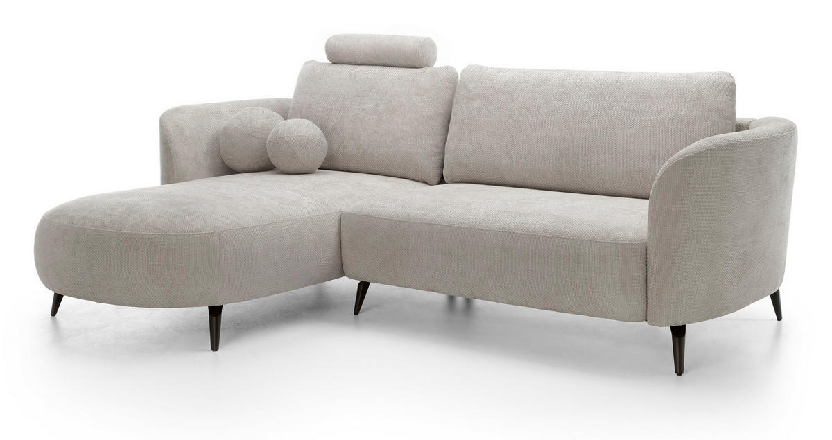 ECKSOFA auf Füßen Kendra 260 cm mit Schlaffunktion, Links, Hellgrau - Hellgrau, Holz (260/180cm) - Emporius