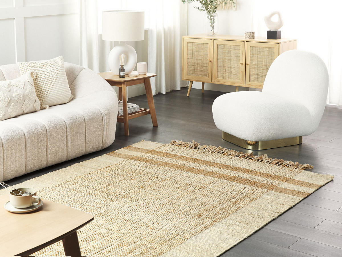 TEPPICH geflochten Ortaoba 200/140 cm - Beige, Naturmaterialen (140/200cm) - Beliani