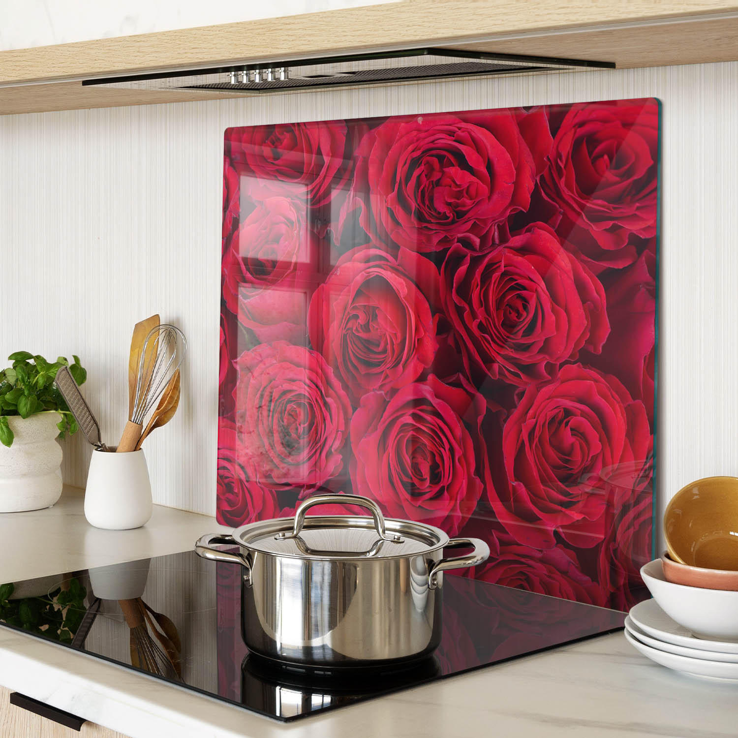 GLASPLATTE 60x52 cm Rosen - Rot, Glas (60/0.4/52cm) - TULUP