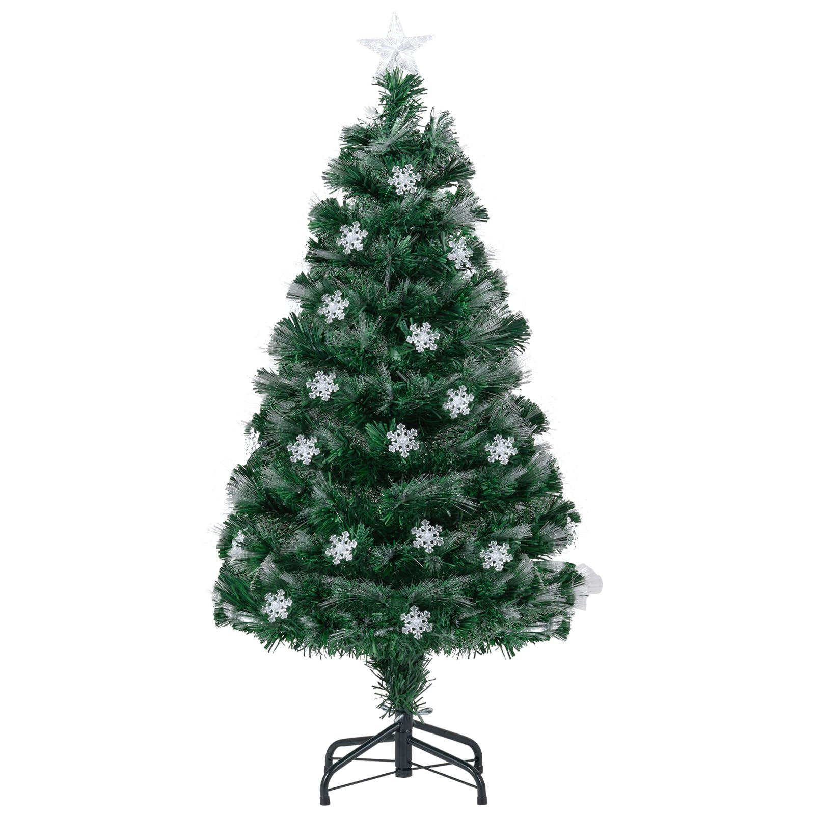 WEIHNACHTSBAUM Tannenform mit 8 Lichtmodi 120 cm warmweiße Glasfaser - Grün, Metall (120cm) - COSTWAY