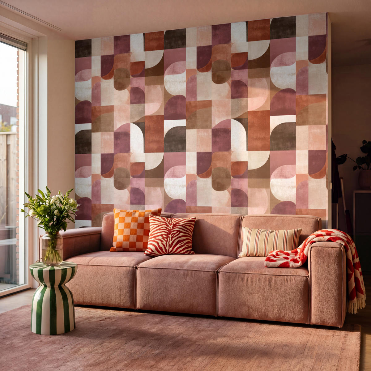 TAPETE - Geometrie - Modern - Retro - 280x260 cm - Multicolor, Papier (280/260cm) - OnlyWow