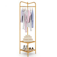 ECK-GARDEROBENSTÄNDER mit oberem Haken golden - Goldfarben, Metall (42.5/193.5/42.5cm) - COSTWAY