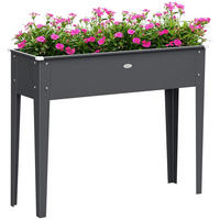 HOCHBEET DE-15980 mit Abflussloch Grau - Grau, Metall (100/80/30cm) - ComfortXL