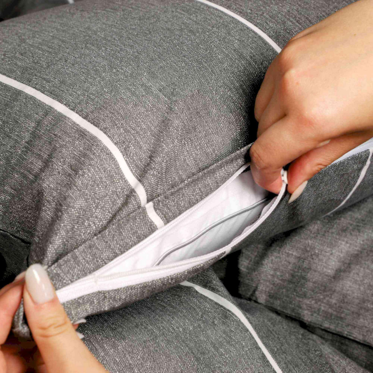 RENFORCÉ KISSENBEZÜGE HARPLINES - Anthrazit, Textil (40/80cm) - Esprit