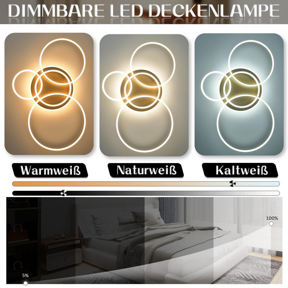 LED-DECKENLEUCHTE Madden 98/65/12cm - Goldfarben, Metall (65/98/12cm) - Nettlife