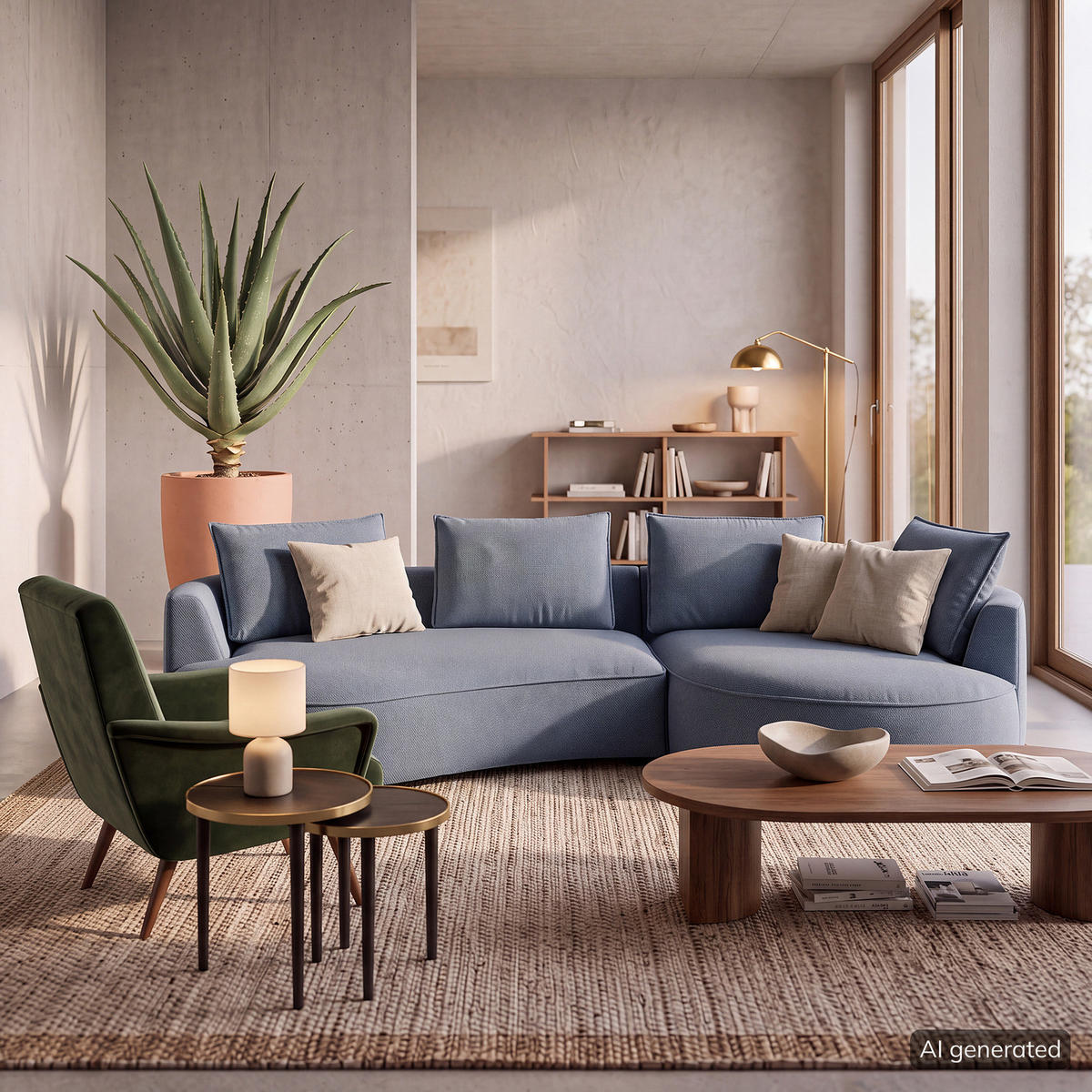 BIGSOFA - Blau, Kunststoff/Textil (322/82/154cm) - home24