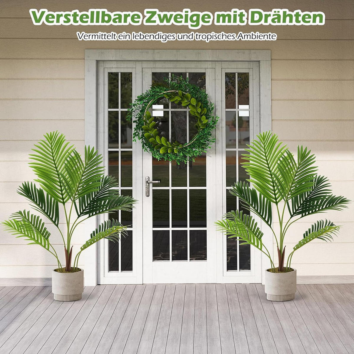KÜNSTLICHE ARECA-PALME im Topf grün(2er-Set) - Grün, Kunststoff (90cm) - COSTWAY