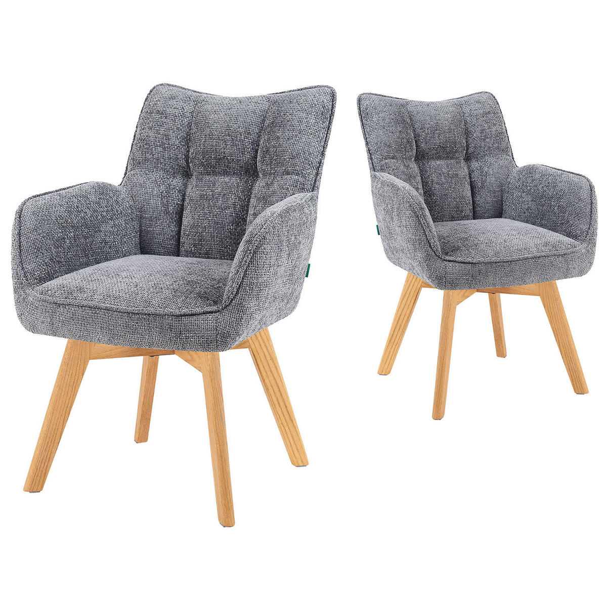 DREHSTUHL Mika-Ella - Honigeiche/Grau, Eichenholz/Holz (59/84/66cm) - DUBI Möbel