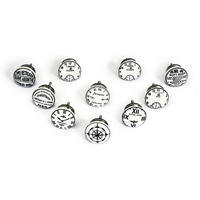 KERAMIKKNÖPFEN Set mit 10 mit verschiedenen Vintage-Uhrenmotiven 40 mm Durchmesser. - Weiß, Keramik (4/4/6.9cm) - Nacnic