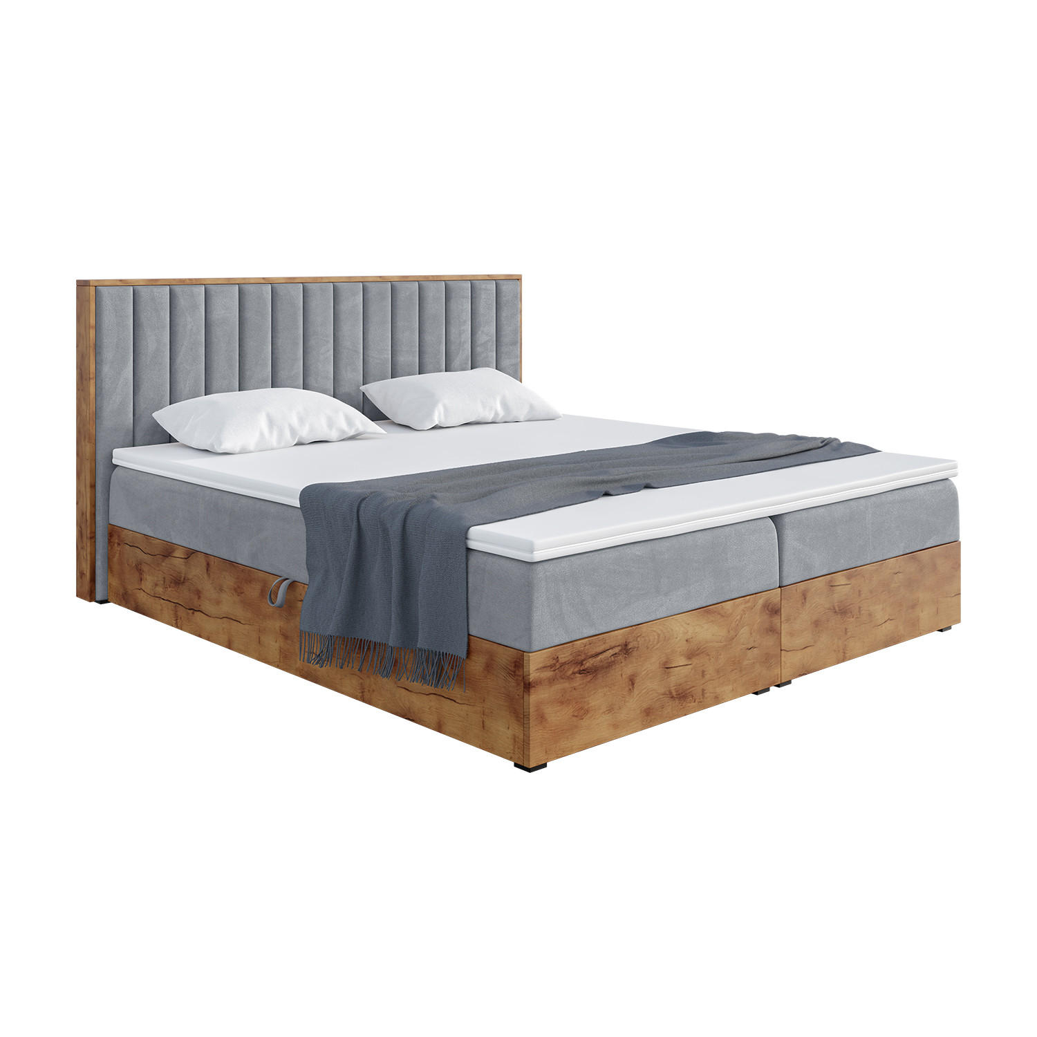 Meblini Boxbett Grau 120x200 cm
