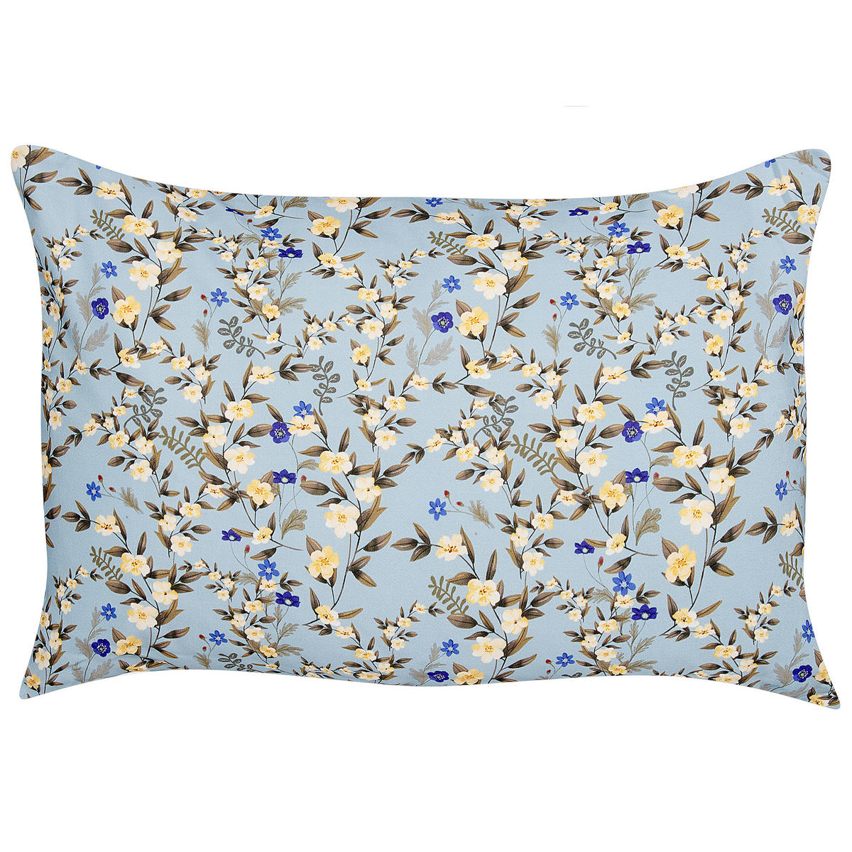 GARTENKISSEN 2er-Set Blumenmuster blau 40/60 cm Valloria - Hellblau, Textil (60/40cm) - Beliani