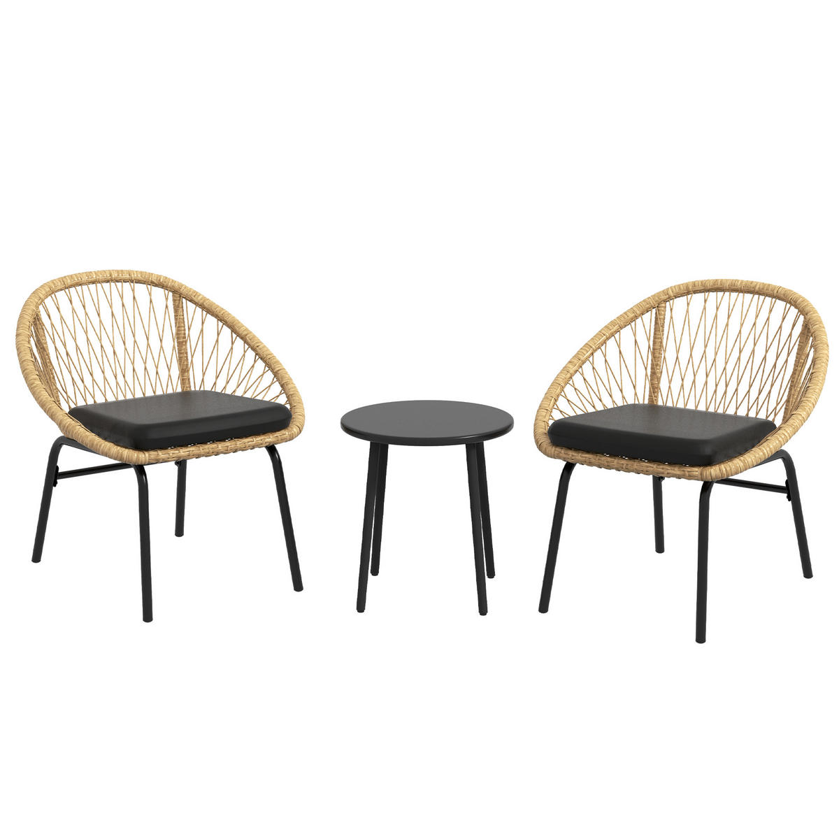 GARTENMÖBEL-SET für Balkon, Terrasse, Polyester, Gelb - Gelb, Kunststoff - Outsunny