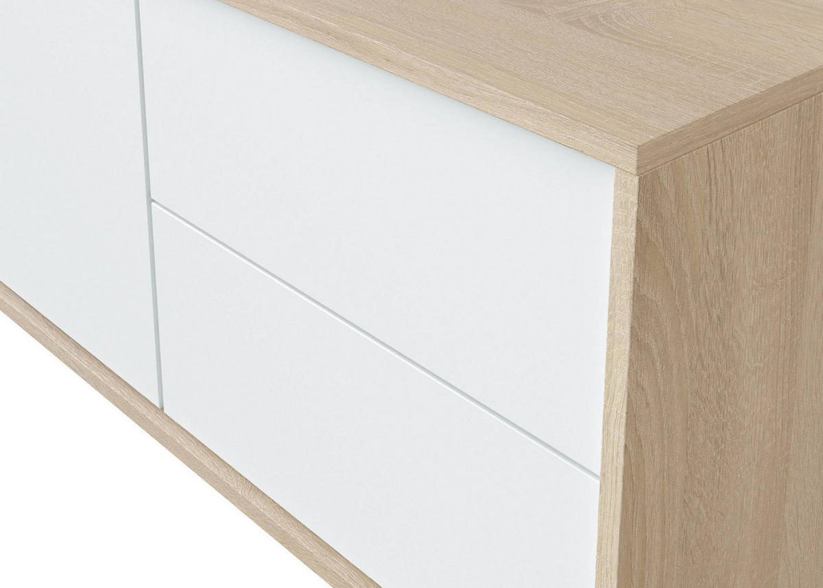 FERNSEHSCHRANK Eiche, Weiß 41/130/47 cm - Wildeiche/Weiß, Holzwerkstoff (130/47/41cm) - DMORA