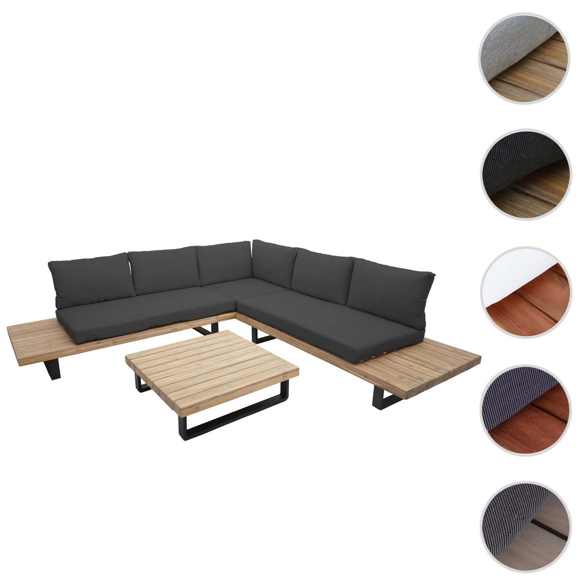 GARTEN-GARNITUR Schwarz, Braun, Grau - Schwarz/Braun, Holz - MCW