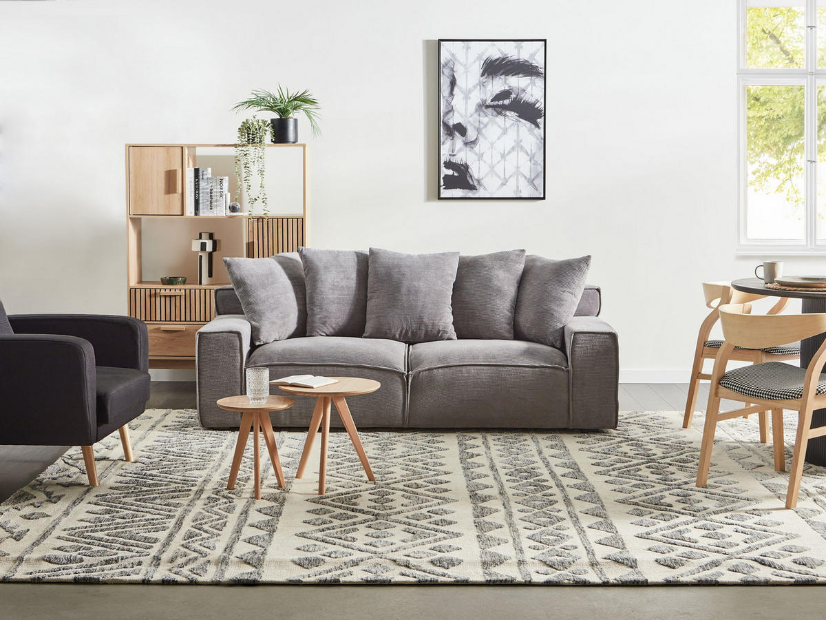 3-SITZER-SOFA Cord Dunkelgrau Viskan - Dunkelgrau, Textil (200/62/74cm) - Beliani