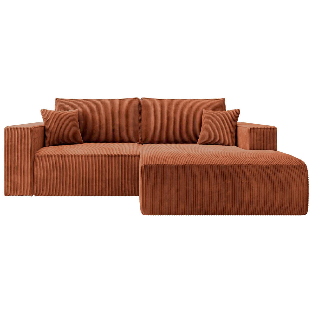 ECKSOFA Farese Mini mit Cordbezug Rostrot, rechts - Schwarz/Kupferfarben, Textil (167/240cm) - Selsey