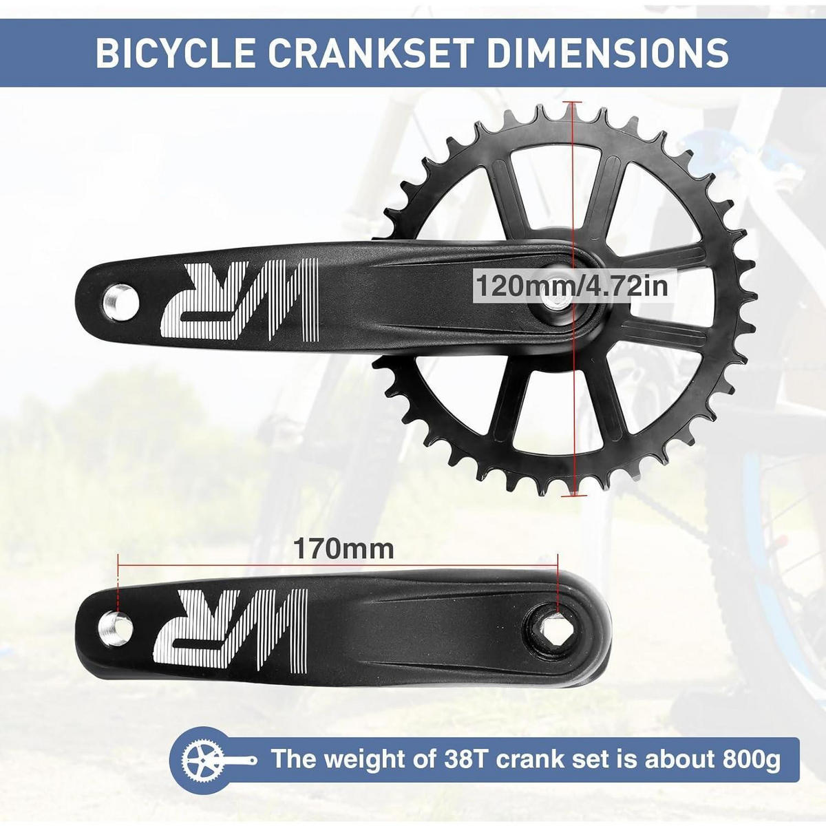 FAHRRAD-KURBELGARNITUR Set 170 mm 32T/34T/36T/38T Aluminiumlegierung Schwarz - Schwarz, Metall (12/1/17cm)