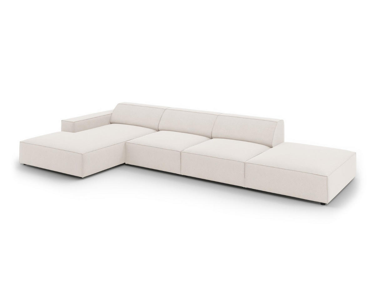 ECKSOFA links Jodie aus strukturiertem Stoff leichtes beige 5 Sitzplätze - Beige, Textil (166/341cm) - Micadoni