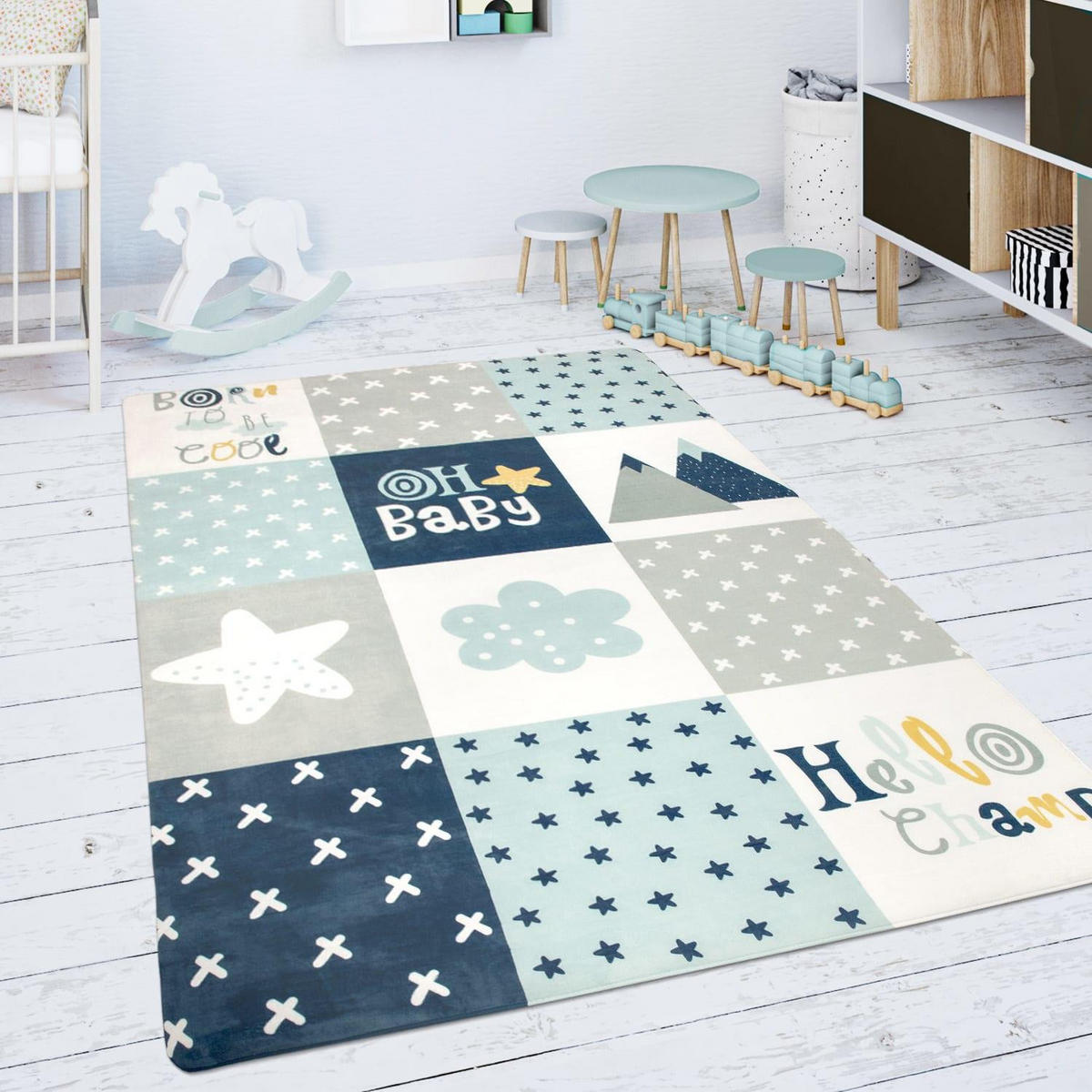 KINDERTEPPICH CHICOS 554 BLAU 80X150 - Blau, Kunststoff (80/150cm) - Paco Home