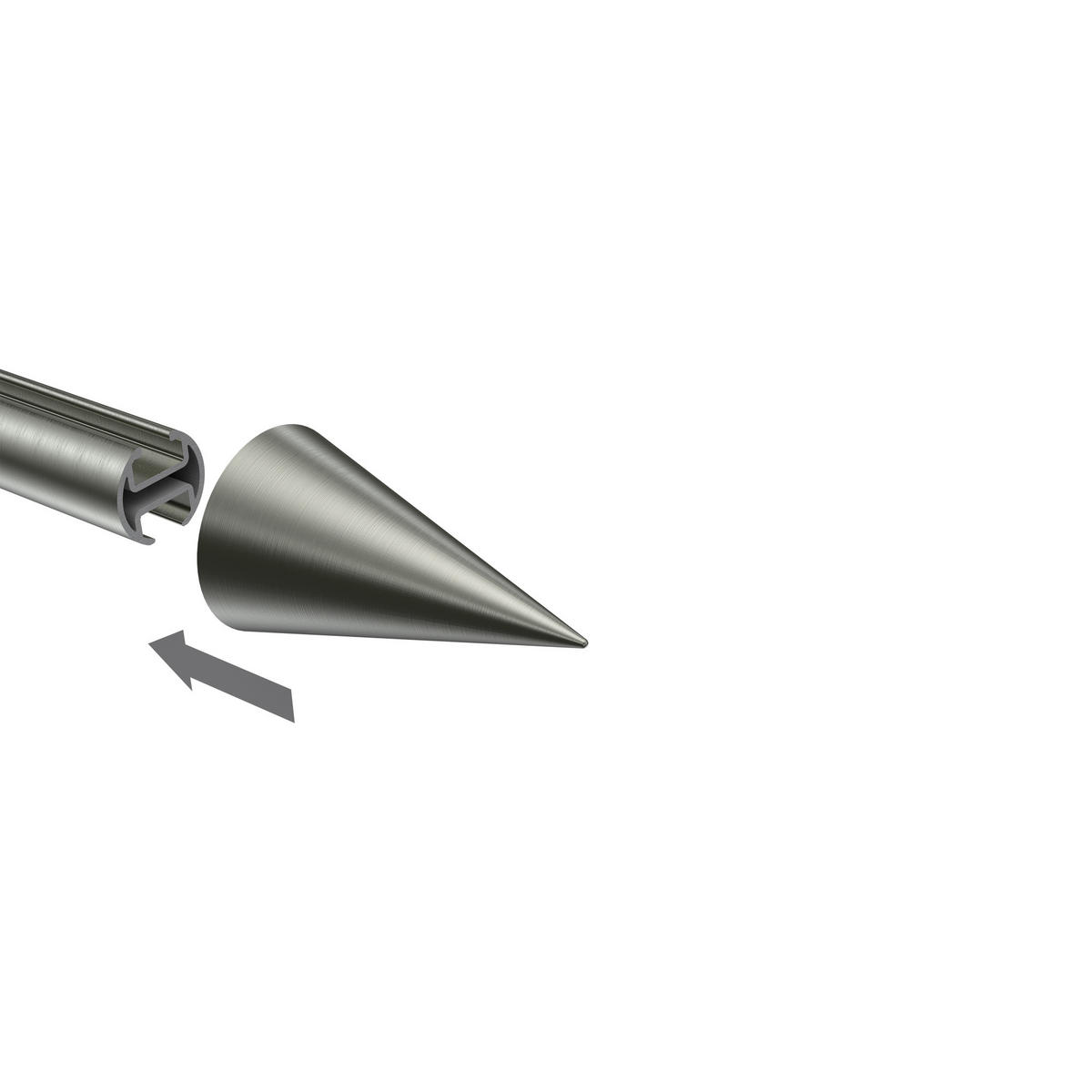 ENDSTÜCKE FÜR GARDINENSTANGEN 20 mm Ø, Savio Edelstahl-Optik, Packung 2 Stück - Edelstahlfarben, Metall (6/3.4/3.4cm) - INTERDECO