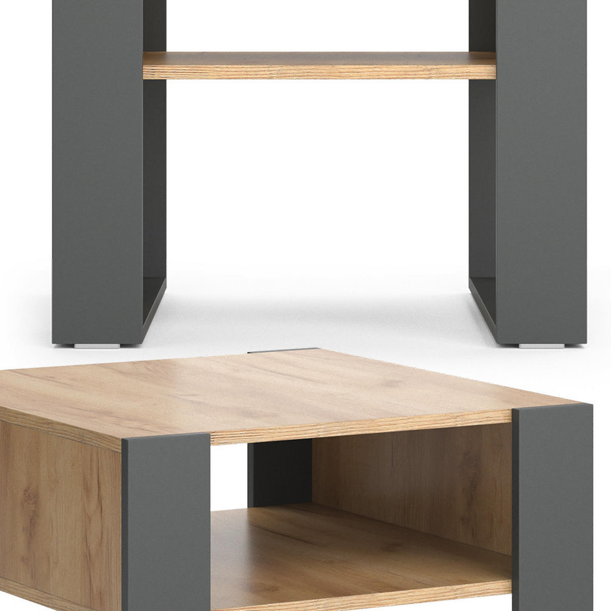 COUCHTISCH Anthrazit 59.2 x 50.6 cm - Honigeiche/Anthrazit, Holzwerkstoff (50.6/59.2/62.4cm) - Vicco