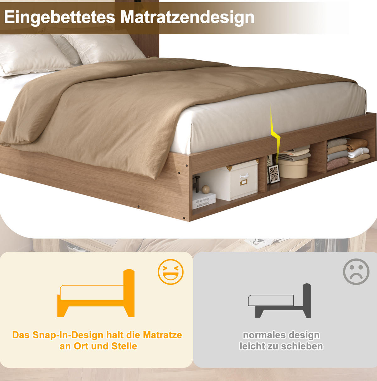 DVOJLÔŽKOVÁ posteľ z MDF 180x200 cm orechová s USB a Type-C nabíjaním, lampičkou a úložným priestorom - farba orecha, kompozitné drevo (180/200cm) - Modfu