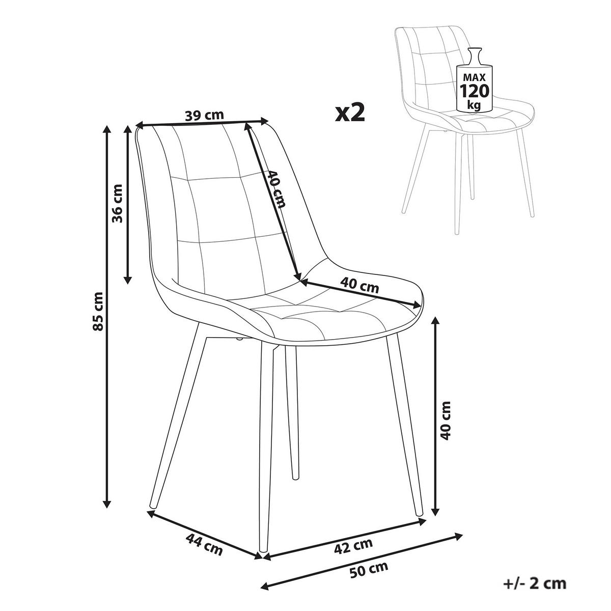 ESSZIMMERSTUHL 2er-Set Grau Melrose - Schwarz/Grau, Kunststoff (50/85/45cm) - Beliani