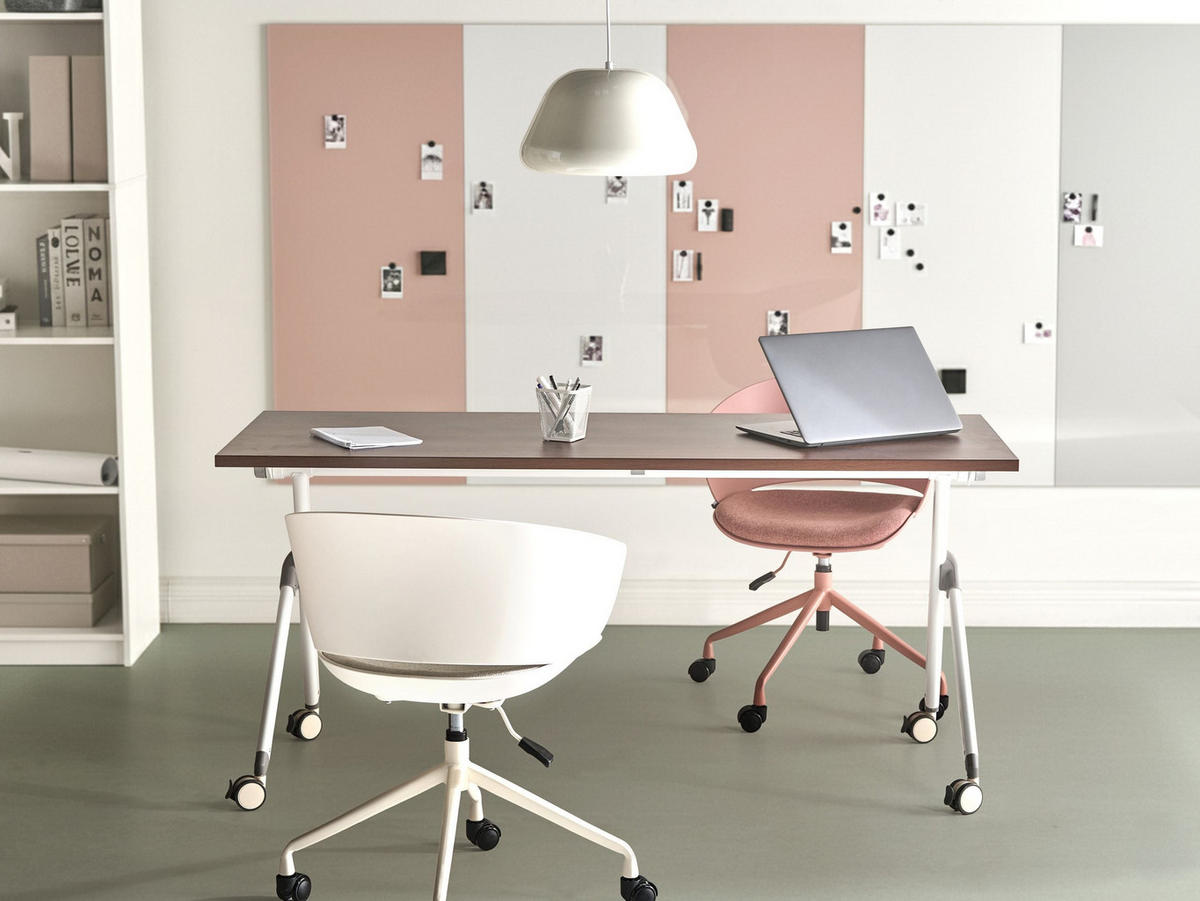 SCHREIBTISCH Zusammenklappbarer Dunkelbraun 160/60 cm Bendi - Braun/Weiß, Holzwerkstoff (60/160/73cm) - Beliani