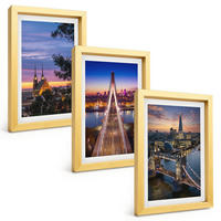 BILDER SET 3er Set - 20x30 cm Goldrahmen - Ausblicke auf Brücken und Sonnenuntergänge - Goldfarben, Kunststoff (20/30cm) - TULUP