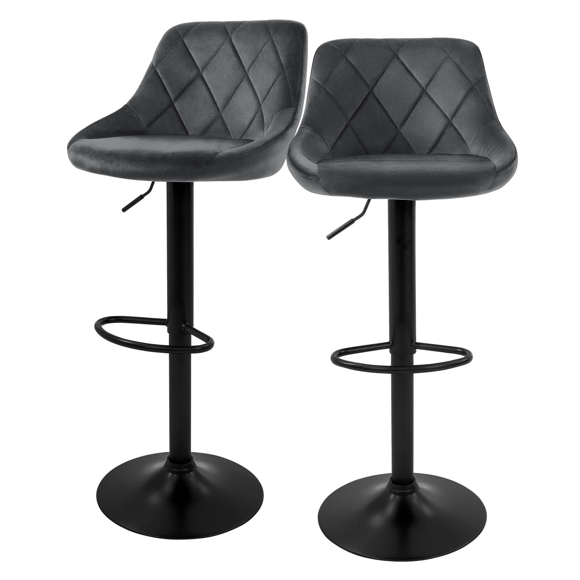 BARHOCKER Samt grau 2er Set - Grau, Metall (37/106/47cm) - ML-DESIGN