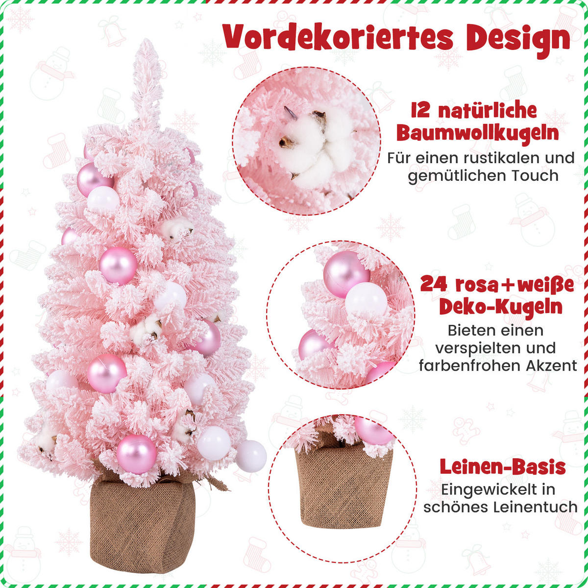 WEIHNACHTSBAUM Mini Pink - Pink, Kunststoff (90cm) - COSTWAY
