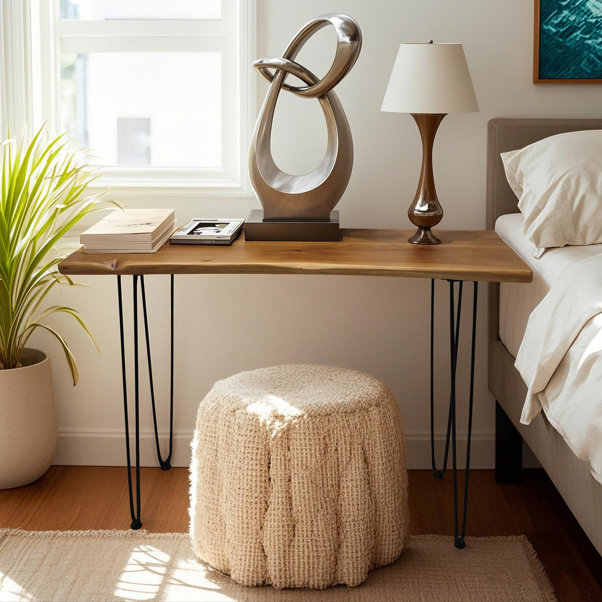 COUCHTISCH 108/37,5/76 cm natur aus Massivholz mit Hairpin-Beinen - Braun, Holzwerkstoff (108/37.5/76cm) - OKWISH