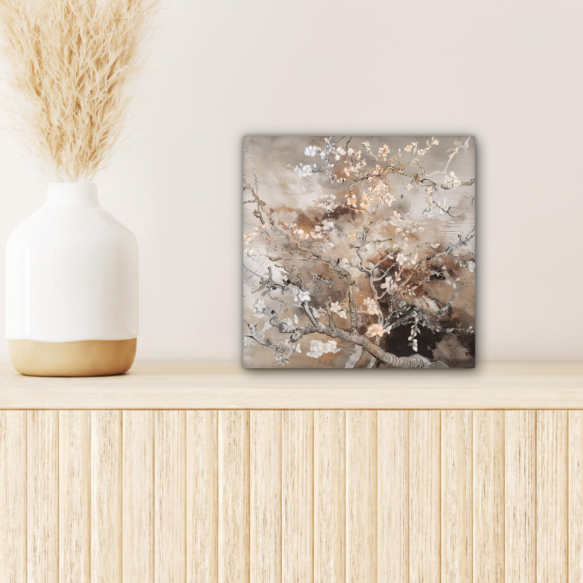 LEINWANDBILD Mandelblüte - Kunst - Van Gogh - Beige - Abstrakt 20x20 cm - Braun, Textil (20/20cm) - MuchoWow