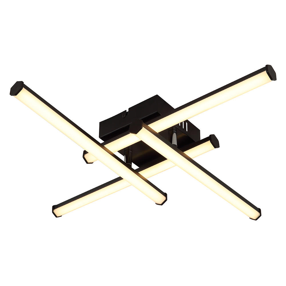 DECKENLEUCHTE, LED, schwarz, opal, schwenkbar - Schwarz, Metall (50/50/8.8cm) - Globo Lighting