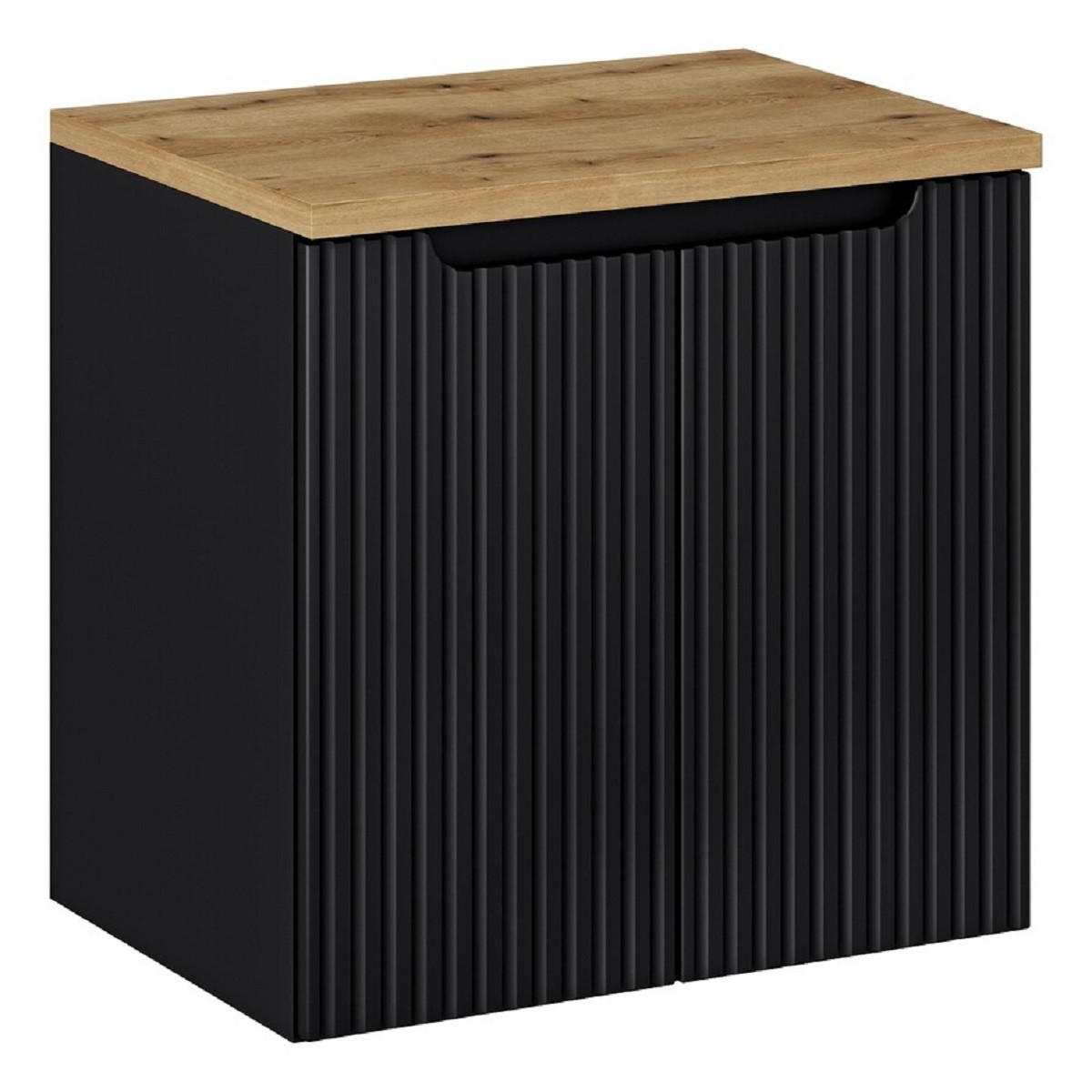 Milaros Markt Waschtischunterschrank Schwarz, Eiche Artisan 60x57x40 cm