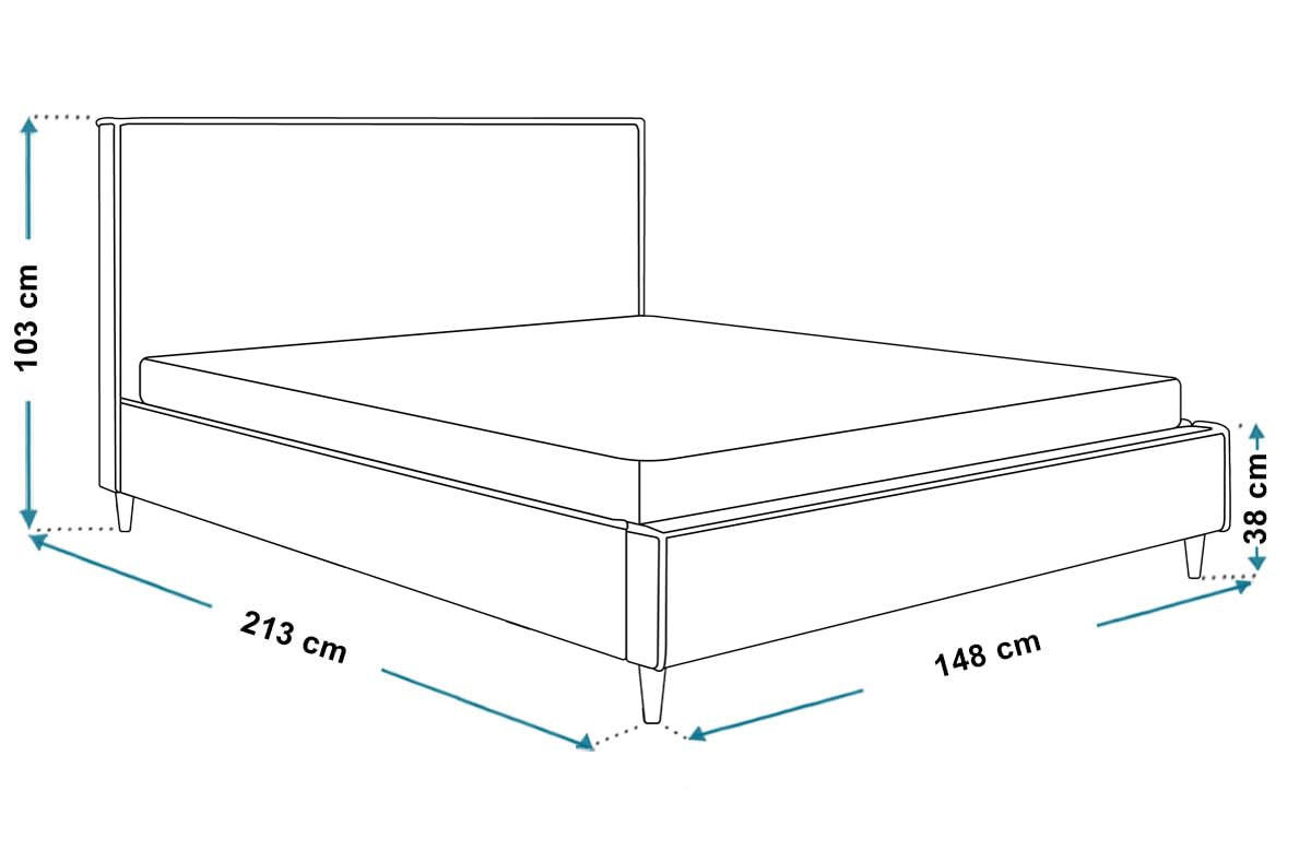 POLSTERBETT LUX RICO mit Kopfteil, 140 x 200 cm, Doppelbett mit Lattenrost aus Holz, Velourstoff Hellgrau, Füße in Farbe: Braun - Hellgrau, Holz/Textil (140/200cm) - Alpi-Möbel
