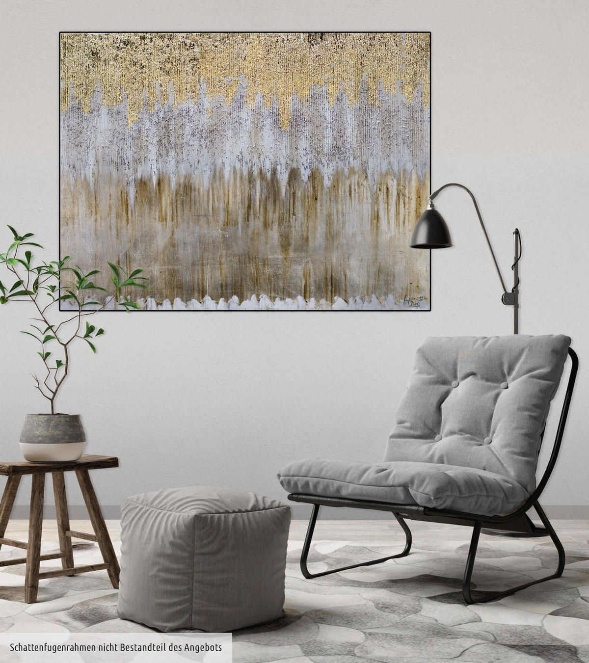 ACRYLBILD HANDGEMALT 100/75 cm - Goldfarben, Holz/Textil (2.32/75cm) - KUNSTLOFT