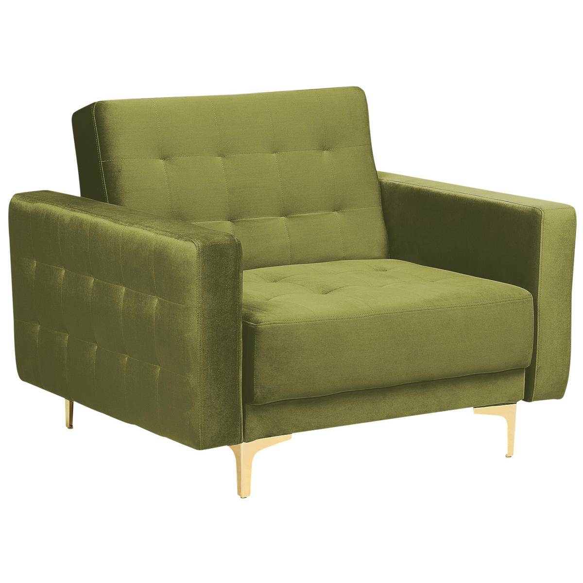 SESSEL Samtstoff grün Aberdeen - Goldfarben/Grün, Textil (106/83/88cm) - Beliani