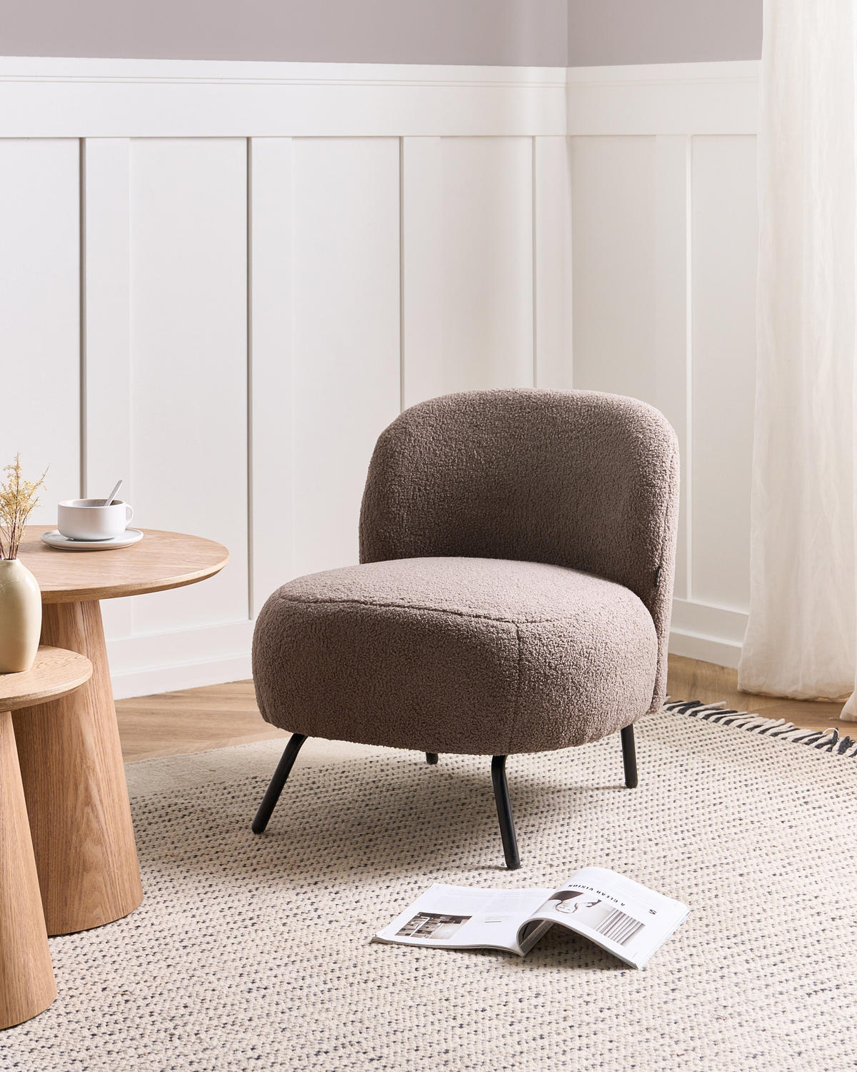 SESSEL Bouclé Taupe Kumla - Taupe, Textil (62/67/70cm) - Beliani