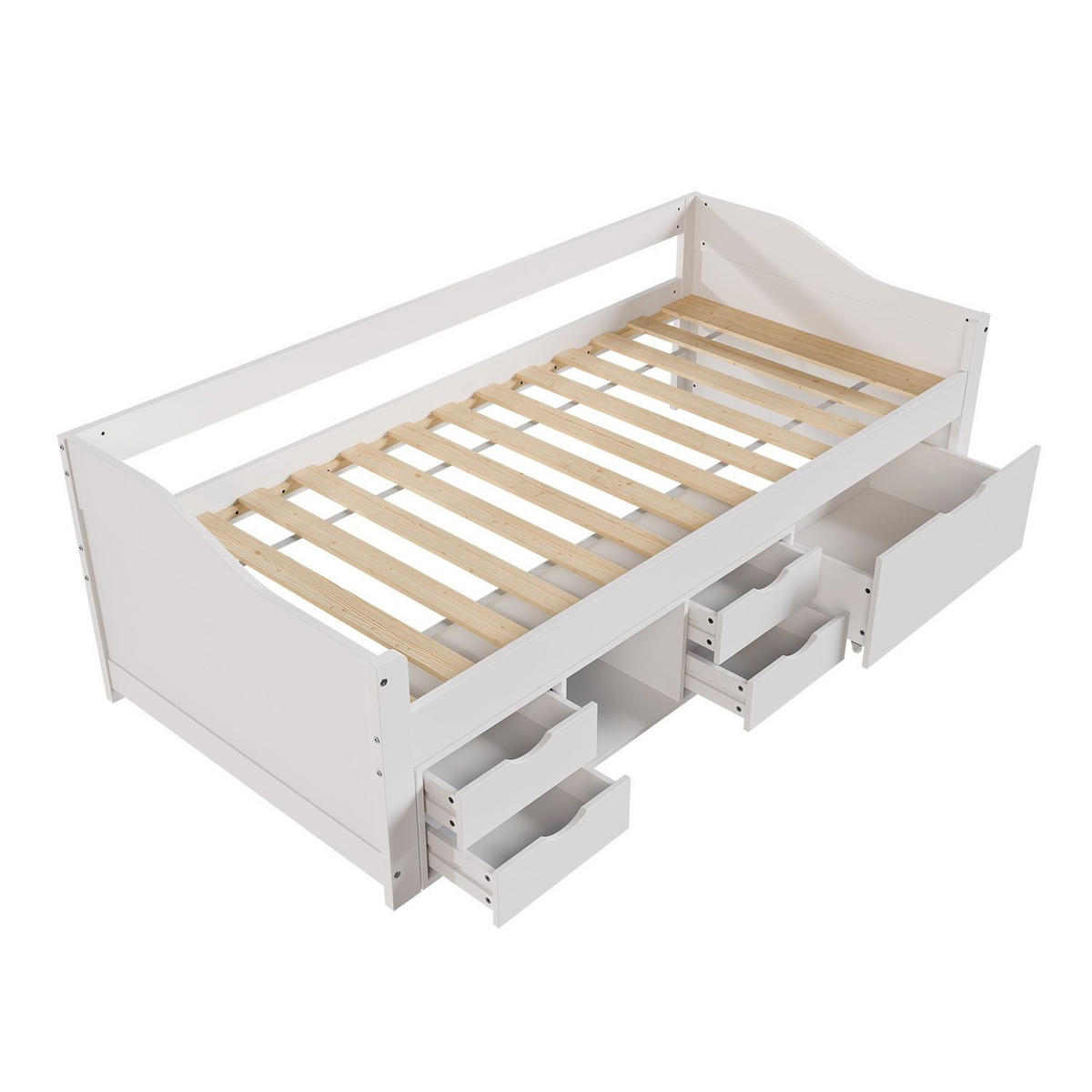 KINDER-FUNKTIONSBETT Nalu weiß 90x200 cm - Weiß, Holz (90/200cm) - Juskys
