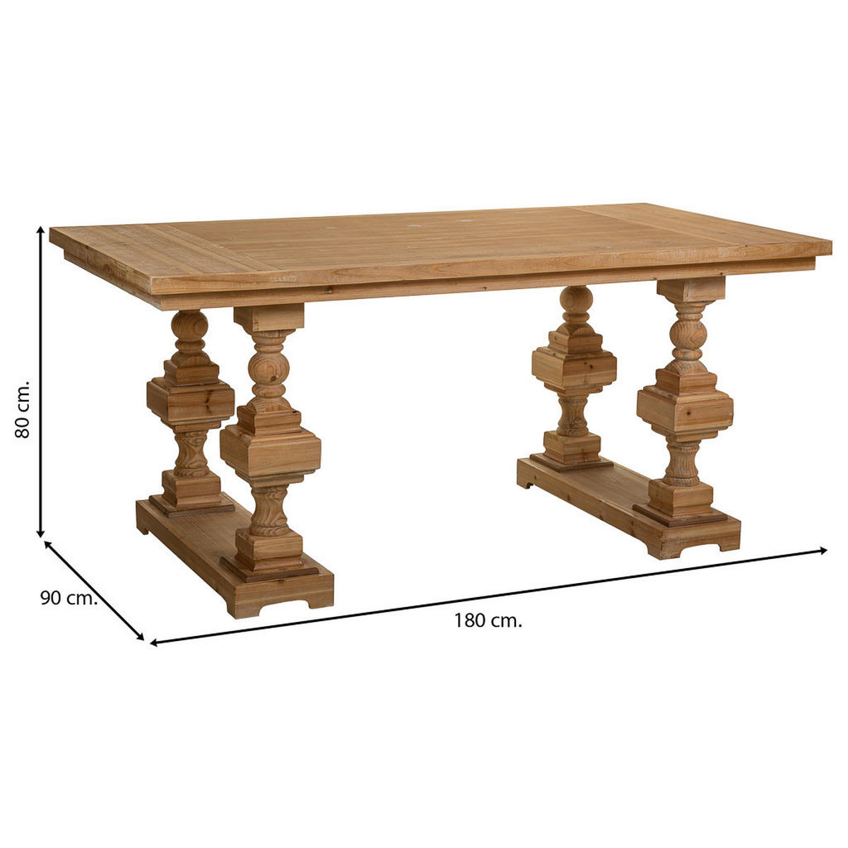 WOHNZIMMERTISCH aus Holz 180x90x80 cm - Braun, Holz (90/180/80cm) - Wanderlust