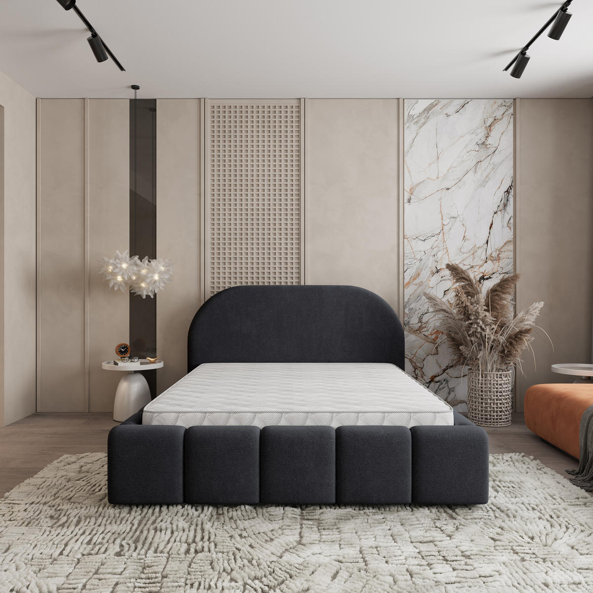 POLSTERBETT FLUSSO 180x200 cm mit Bettkästen - Schwarz - Schwarz, Holz (180/200cm) - MASSENO