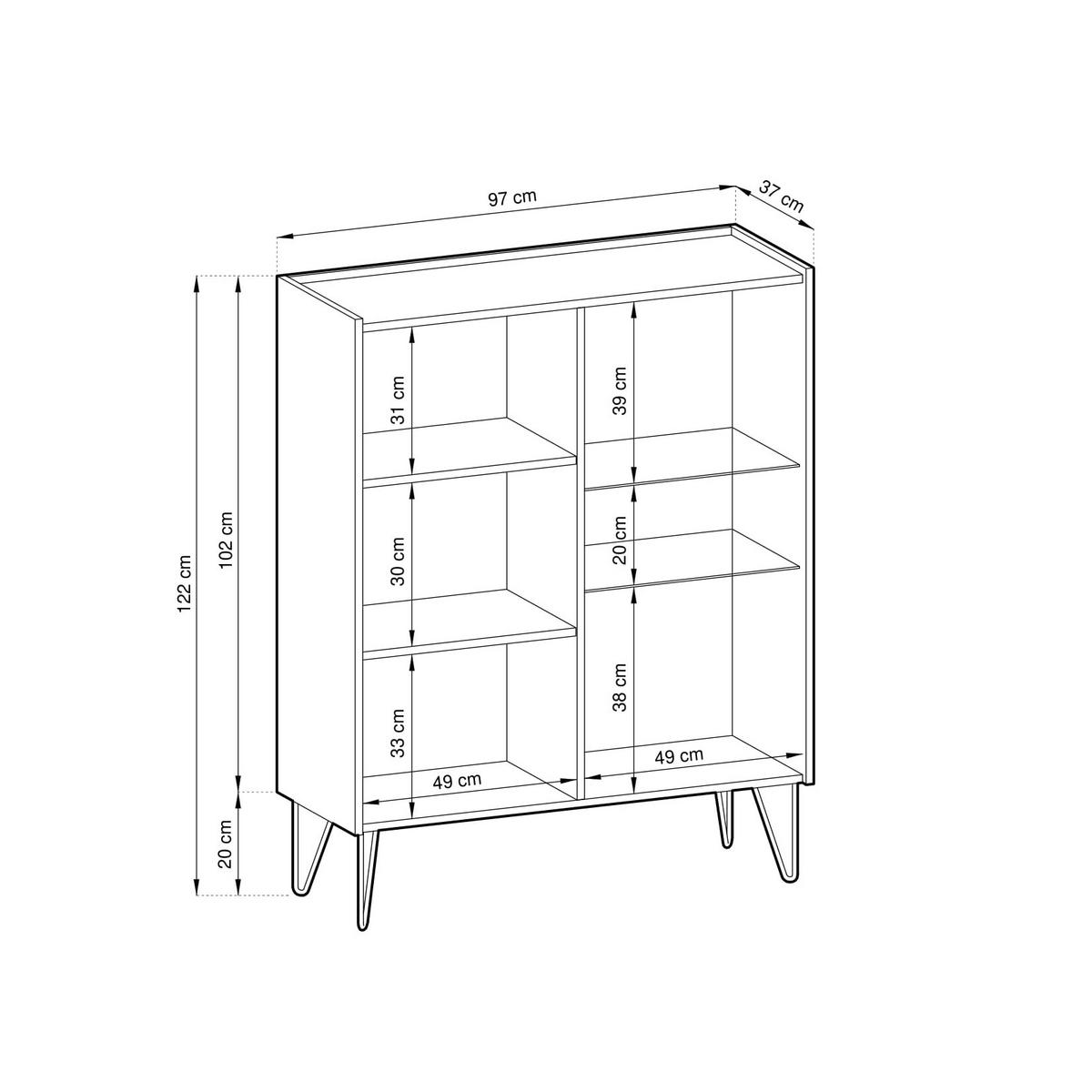 VITRINE in Graphitfarben - Graphitfarben, Holzwerkstoff (97/122/37cm) - MASSENO