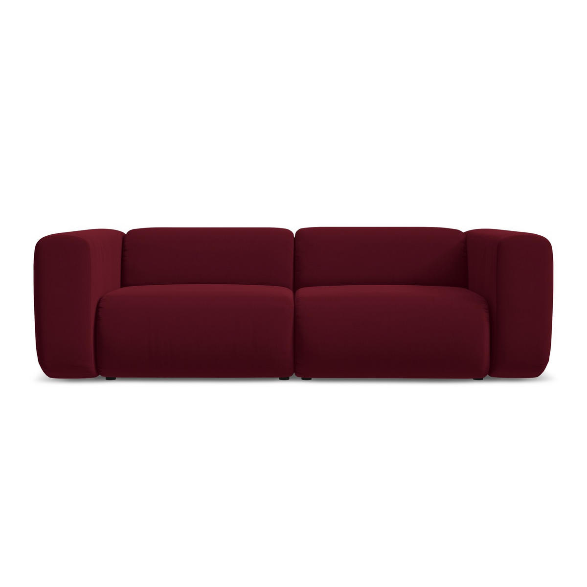 3-SITZER SOFA Samt Stoff Rot - Bordeaux/Rot, Kunststoff/Textil (228/70/89cm) - LaMiaSofa