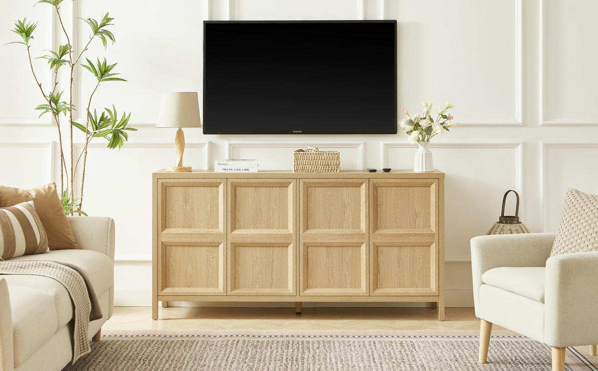 SIDEBOARD 160/40/80 cm in Eiche mit Tip-On-Öffnung und Soft-Close - Eichefarben, Holzwerkstoff (160/80/40cm) - Flora Grace