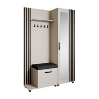 GARDEROBENSCHRANK Livia mit Aufhängern und Spiegel, Kaschmir, Schwarz, links - Kaschmir/Schwarz, Holzwerkstoff (137/207/42cm) - Beautysofa