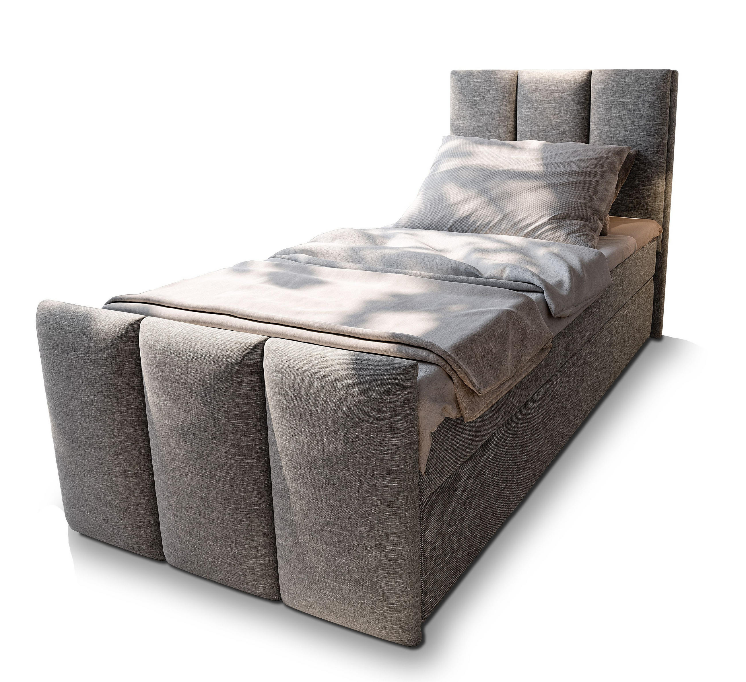 POSTEL BOXSPRING LAGO 90x200 cm, s matrací a úložným prostorem, světle šedá - světle šedá, kompozitní dřevo/textil (90/200cm) - MASSENO